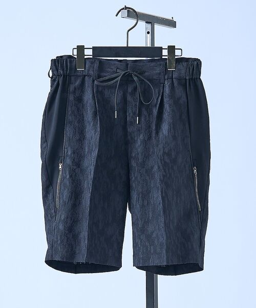 5351POUR LES HOMMES / 5351プール・オム ショート・ハーフ・半端丈パンツ | 【リネンライク】タイガー ジャガード ショートパンツ【予約】(ブラック)