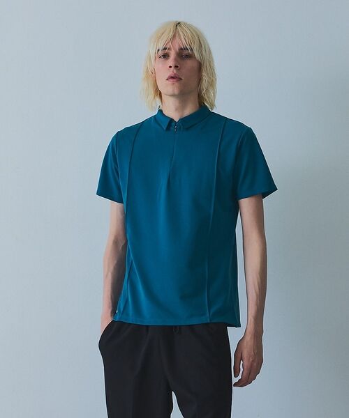 5351POUR LES HOMMES / 5351プール・オム ポロシャツ | スリットジップ ピンタック ポロシャツ【予約】（ブルー）