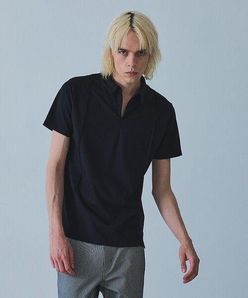 5351POUR LES HOMMES / 5351プール・オム ポロシャツ | スリットジップ ピンタック ポロシャツ【予約】（ブラック）