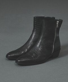 5351POUR LES HOMMES / 5351プール・オム ブーツ（ショート丈） | クロコダイル エンボス スクエアトゥ サイドシップ ブーツ【予約】
