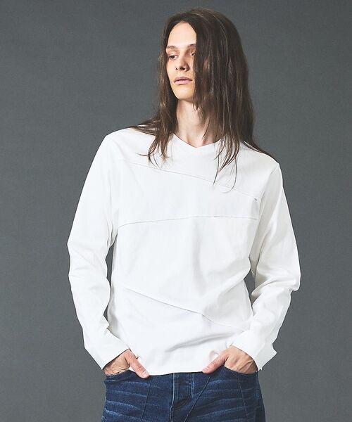 5351POUR LES HOMMES / 5351プール・オム Tシャツ | ダーツ 長袖 Tシャツ【予約】(ホワイト)