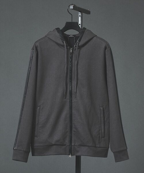 5351POUR LES HOMMES / 5351プール・オム パーカー | 【セットアップ対応】エンボス ストレッチ スウェード ジップ フーディー【予約】（チャコールグレー）