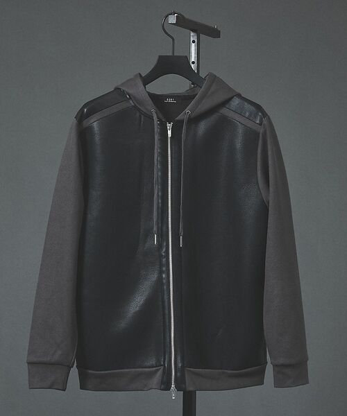 5351POUR LES HOMMES / 5351プール・オム パーカー | 【セットアップ対応】エンボス ストレッチ スウェード ムートン ジップフーディー | 詳細1