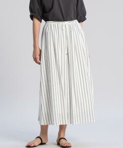 7-IDconcept / セブンアイディーコンセプト ミニ・ひざ丈スカート | 《大きいサイズ》先染めストライプタックギャザースカート