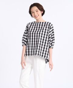 7-IDconcept / セブンアイディーコンセプト シャツ・ブラウス | 《大きいサイズ》ギンガムチェックボリュームスリーブブラウス