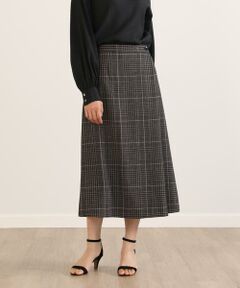 7-IDconcept / セブンアイディーコンセプト ミニ・ひざ丈スカート | 《大きいサイズ》チェックプリントラップ風スカート《Viscotecs》