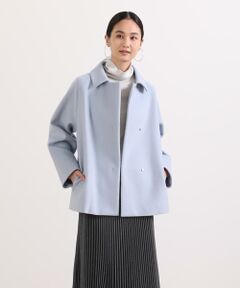 ショートステンカラーコート《Super110's Wool》