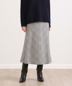 7-IDconcept / セブンアイディーコンセプト ミニ・ひざ丈スカート | 《大きいサイズ》ブークレーチェックフレアスカート