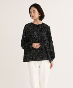 7-IDconcept / セブンアイディーコンセプト シャツ・ブラウス | ランダムドットプリントギャザーブラウス