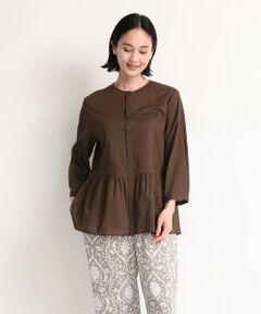 7-IDconcept / セブンアイディーコンセプト シャツ・ブラウス | コットンペプラムギャザーブラウス