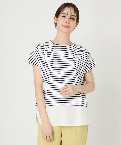 7-IDconcept / セブンアイディーコンセプト Tシャツ | 《大きいサイズ》裾ドッキングカットソー | 詳細1