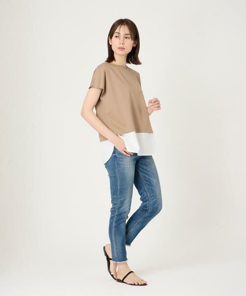 ドッキングカットソー　最終値下げ セール】 《大きいサイズ》裾ドッキングカットソー （Tシャツ