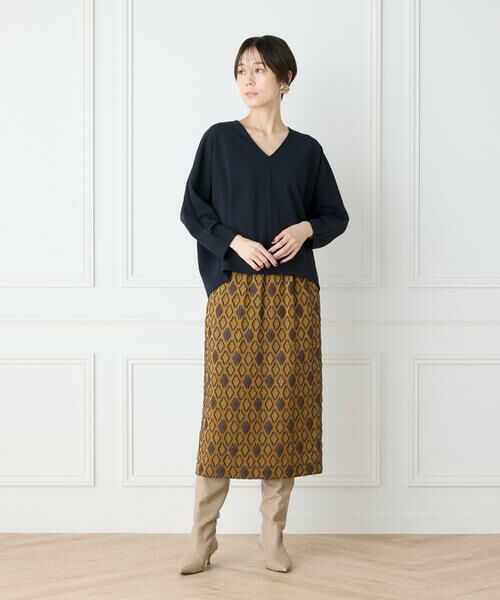 7-IDconcept / セブンアイディーコンセプト ミニ・ひざ丈スカート | ジオメトリックジャカードスカート | 詳細10