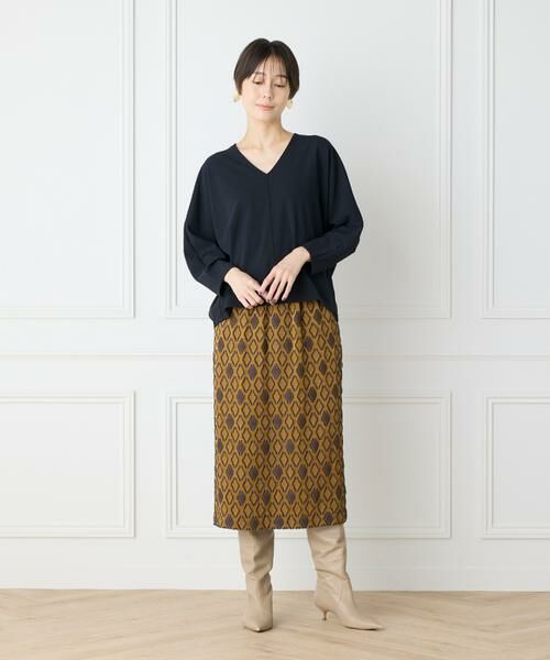 7-IDconcept / セブンアイディーコンセプト ミニ・ひざ丈スカート | ジオメトリックジャカードスカート | 詳細11