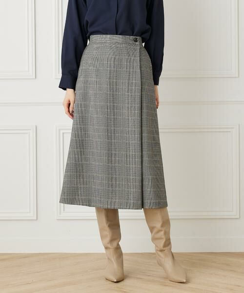 7-IDconcept / セブンアイディーコンセプト ミニ・ひざ丈スカート | ラップ風チェックプリントスカート《Viscotecs》 | 詳細1