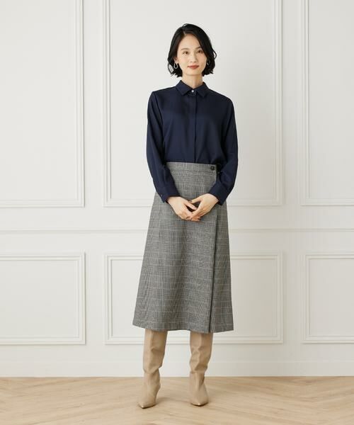 7-IDconcept / セブンアイディーコンセプト ミニ・ひざ丈スカート | ラップ風チェックプリントスカート《Viscotecs》 | 詳細2