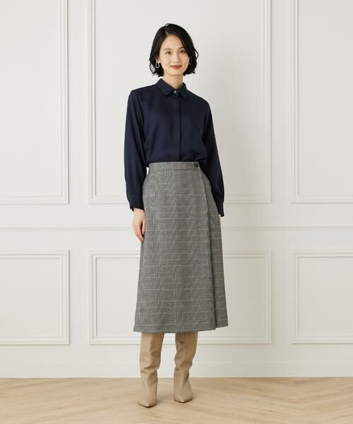 7-IDconcept / セブンアイディーコンセプト ミニ・ひざ丈スカート | ラップ風チェックプリントスカート《Viscotecs》 | 詳細3