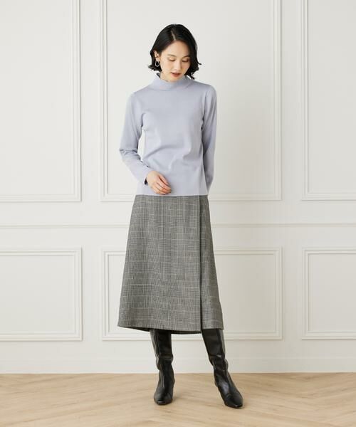 7-IDconcept / セブンアイディーコンセプト ミニ・ひざ丈スカート | ラップ風チェックプリントスカート《Viscotecs》 | 詳細7