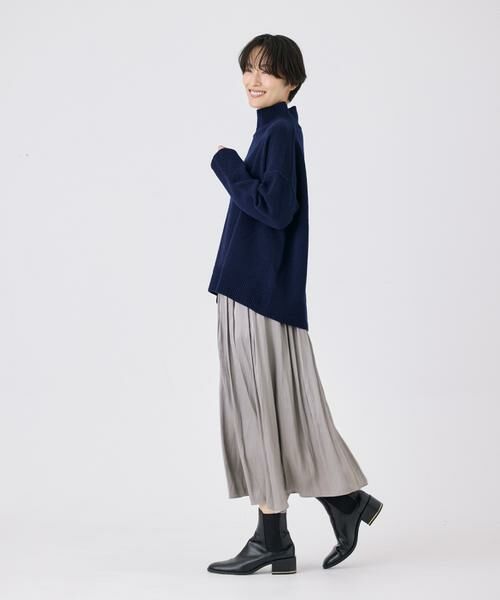 7-IDconcept / セブンアイディーコンセプト ミニ・ひざ丈スカート | タックギャザーサテンスカート | 詳細13