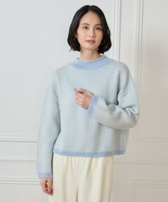 7-IDconcept / セブンアイディーコンセプト ニット・セーター | ヘリンボーンハイネックニット