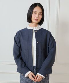 7-IDconcept / セブンアイディーコンセプト ノーカラージャケット | デニムノーカラーブルゾン