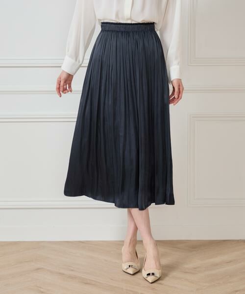 7-IDconcept / セブンアイディーコンセプト ミニ・ひざ丈スカート | サテンギャザースカート | 詳細1