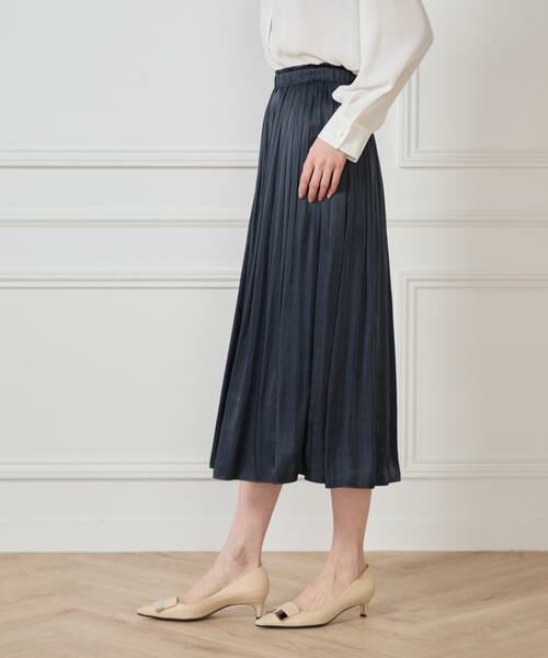 7-IDconcept / セブンアイディーコンセプト ミニ・ひざ丈スカート | 《大きいサイズ》サテンギャザースカート | 詳細14