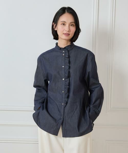 7-IDconcept / セブンアイディーコンセプト シャツ・ブラウス | デニム調フリルシャツ | 詳細1