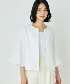 7-IDconcept / セブンアイディーコンセプト ノーカラージャケット | 《大きいサイズ》バルーンスリーブJQブルゾン