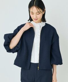 7-IDconcept / セブンアイディーコンセプト ノーカラージャケット | 《大きいサイズ》バルーンスリーブJQブルゾン