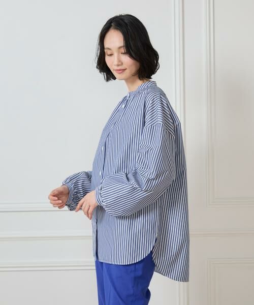 7-IDconcept / セブンアイディーコンセプト シャツ・ブラウス | バンドカラーストライプブラウス　 | 詳細8