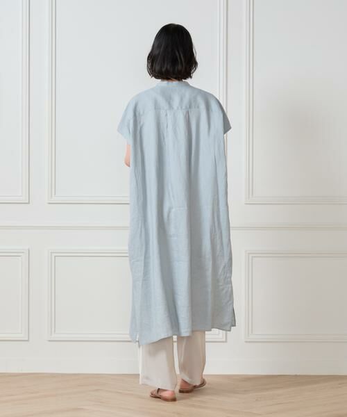 7-IDconcept / セブンアイディーコンセプト ミニ丈・ひざ丈ワンピース | リネンフレンチスリーブシャツワンピース | 詳細5