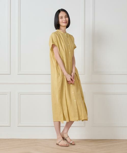 7-IDconcept / セブンアイディーコンセプト ミニ丈・ひざ丈ワンピース | リネンフレンチスリーブシャツワンピース | 詳細6