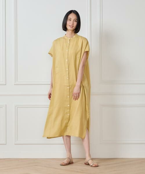 7-IDconcept / セブンアイディーコンセプト ミニ丈・ひざ丈ワンピース | リネンフレンチスリーブシャツワンピース | 詳細7