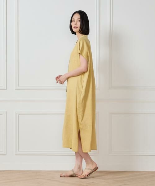 7-IDconcept / セブンアイディーコンセプト ミニ丈・ひざ丈ワンピース | リネンフレンチスリーブシャツワンピース | 詳細8