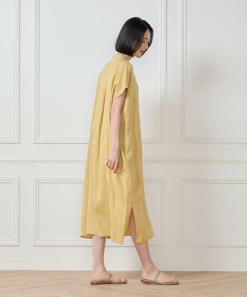 7-IDconcept / セブンアイディーコンセプト ミニ丈・ひざ丈ワンピース | リネンフレンチスリーブシャツワンピース | 詳細9
