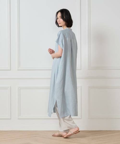 7-IDconcept / セブンアイディーコンセプト ミニ丈・ひざ丈ワンピース | 《大きいサイズ》リネンフレンチスリーブシャツワンピース | 詳細4