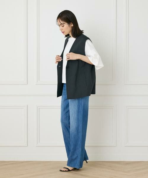 7-IDconcept / セブンアイディーコンセプト ベスト | リネン混カラーレスジレ | 詳細4