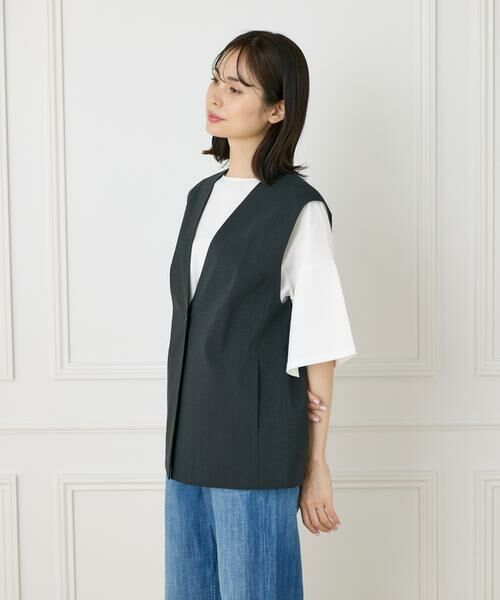 7-IDconcept / セブンアイディーコンセプト ベスト | リネン混カラーレスジレ | 詳細7