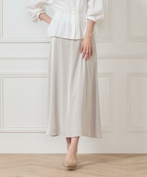 7-IDconcept / セブンアイディーコンセプト ミニ・ひざ丈スカート | サテンナローセミフレアスカート | 詳細1