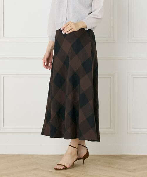 7-IDconcept / セブンアイディーコンセプト ロング・マキシ丈スカート | ブロックチェックバイアススカート | 詳細1