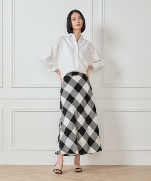 7-IDconcept / セブンアイディーコンセプト ロング・マキシ丈スカート | ブロックチェックバイアススカート | 詳細5