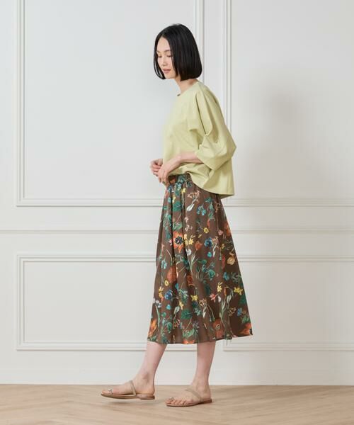 7-IDconcept / セブンアイディーコンセプト ミニ・ひざ丈スカート | ボタニカル柄 タックギャザースカート | 詳細4