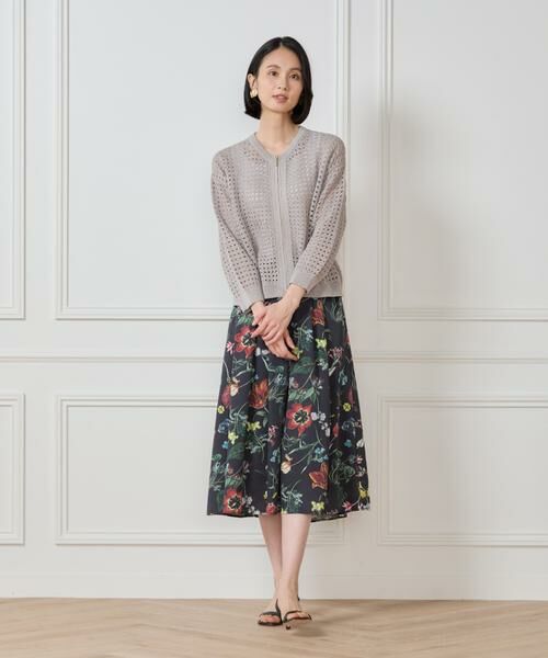 7-IDconcept / セブンアイディーコンセプト ミニ・ひざ丈スカート | ボタニカル柄 タックギャザースカート | 詳細6