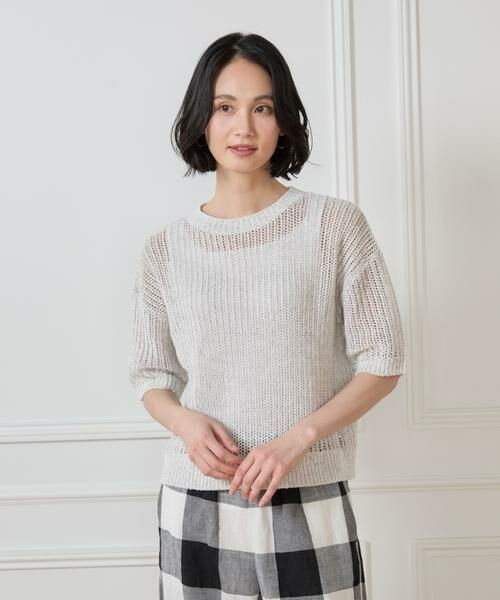7-IDconcept / セブンアイディーコンセプト ニット・セーター | ボックスシルエット透かし柄ニット | 詳細1