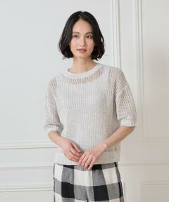 7-IDconcept / セブンアイディーコンセプト ニット・セーター | 《大きいサイズ》ボックスシルエット透かし柄ニット