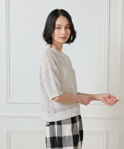 7-IDconcept / セブンアイディーコンセプト ニット・セーター | 《大きいサイズ》ボックスシルエット透かし柄ニット | 詳細11