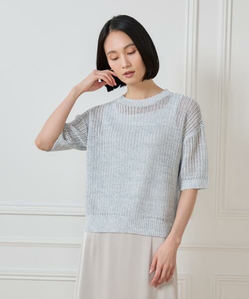 7-IDconcept / セブンアイディーコンセプト ニット・セーター | 《大きいサイズ》ボックスシルエット透かし柄ニット | 詳細8
