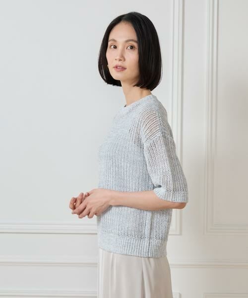 7-IDconcept / セブンアイディーコンセプト ニット・セーター | 《大きいサイズ》ボックスシルエット透かし柄ニット | 詳細9