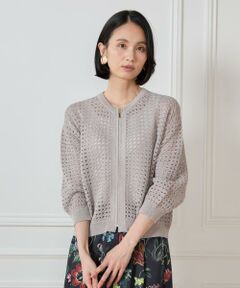 7-IDconcept / セブンアイディーコンセプト カーディガン・ボレロ | 透かし柄ジップアップカーディガン